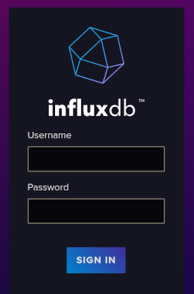 influxdb login screen