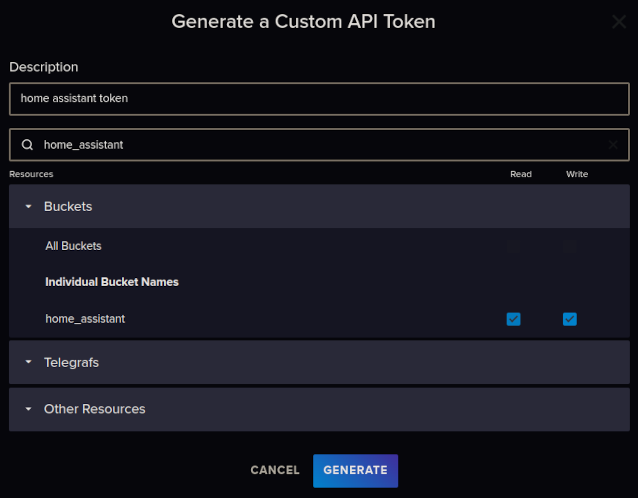 influxdb api settings